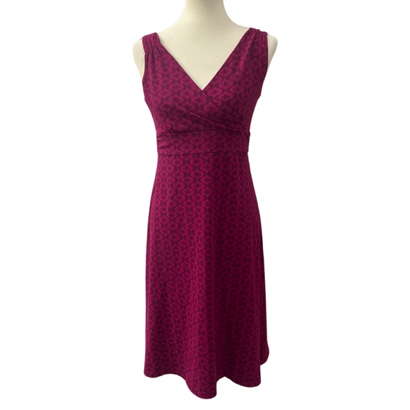 Eddie Bauer Dresses & Skirts - Eddie Bauer sleeveless dress magenta pink purple v neck size small Ikat print